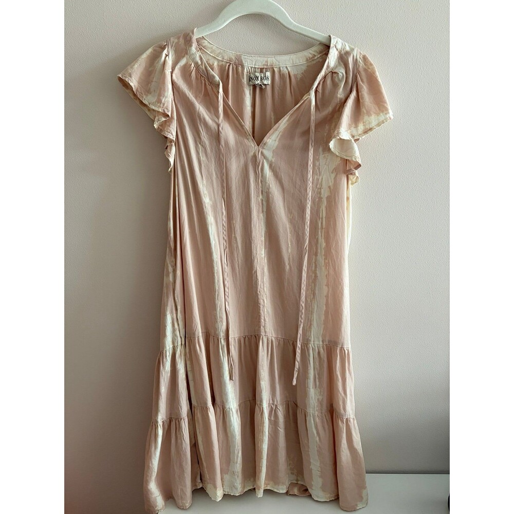 Knox Rose Blush Pink Tie-Dye Tiered Mini Dress